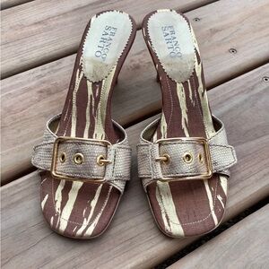 Franco Sarto Women's Gold and Brown Sandals